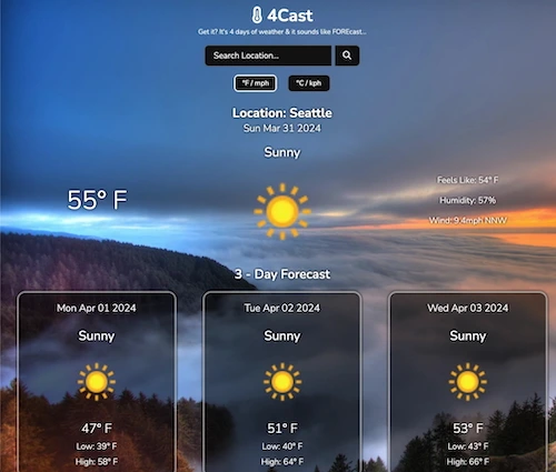 Thumbnail of my weather forecast project