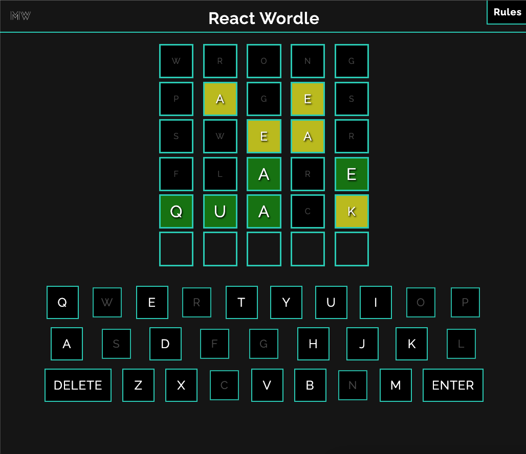 Thumbnail of my Wordle React JS project